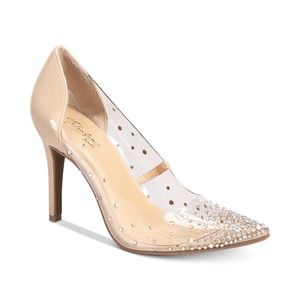 Thalia Sodi Womens Grazella Nude rhinestone pumps